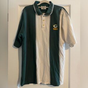 Vintage Nutmeg Mills Retro NFL Green Bay Packers Striped Polo Shirt Size XL